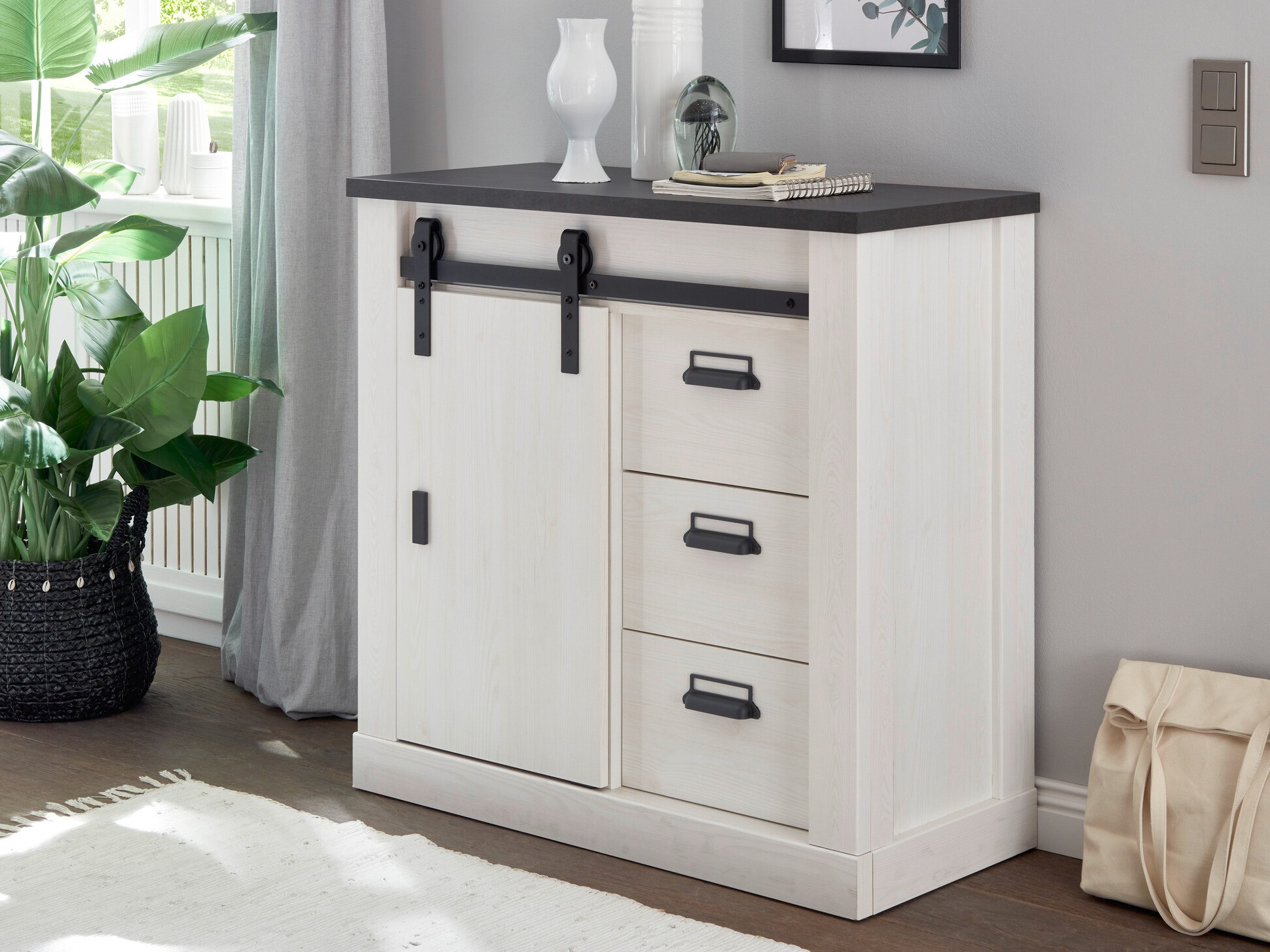 Commode Cirtale 117 (Anthracite + Pin blanchi)