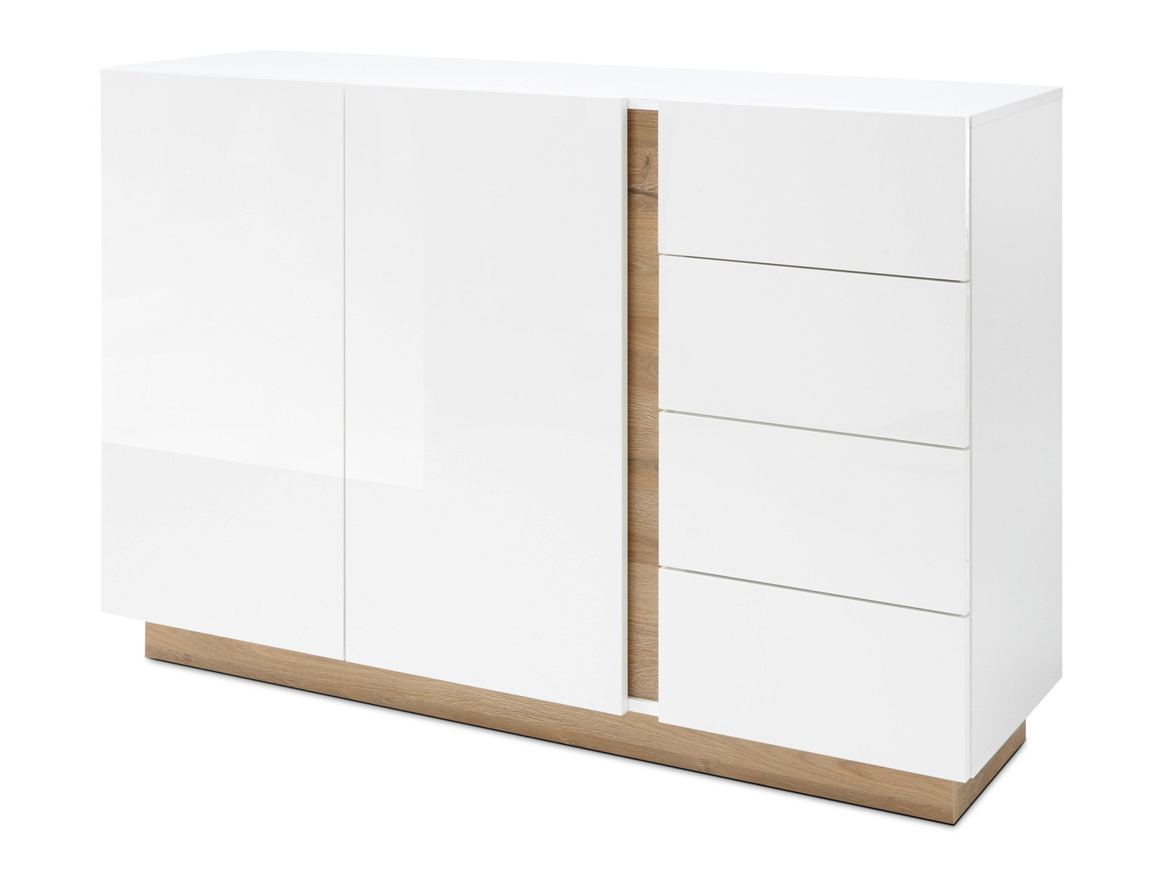 Commode Veropho 107 (Blanc brillant + Grandson chêne)