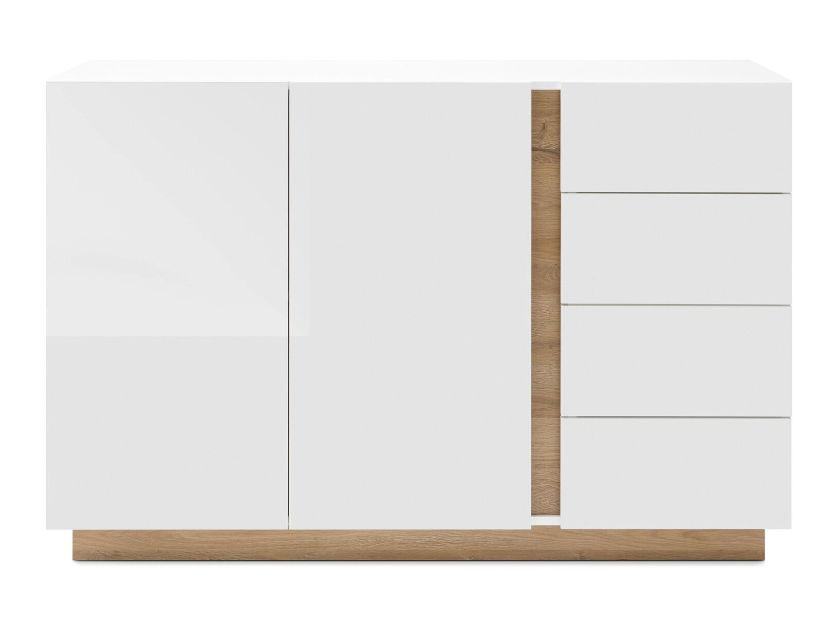 Commode Veropho 107 (Blanc brillant + Grandson chêne)