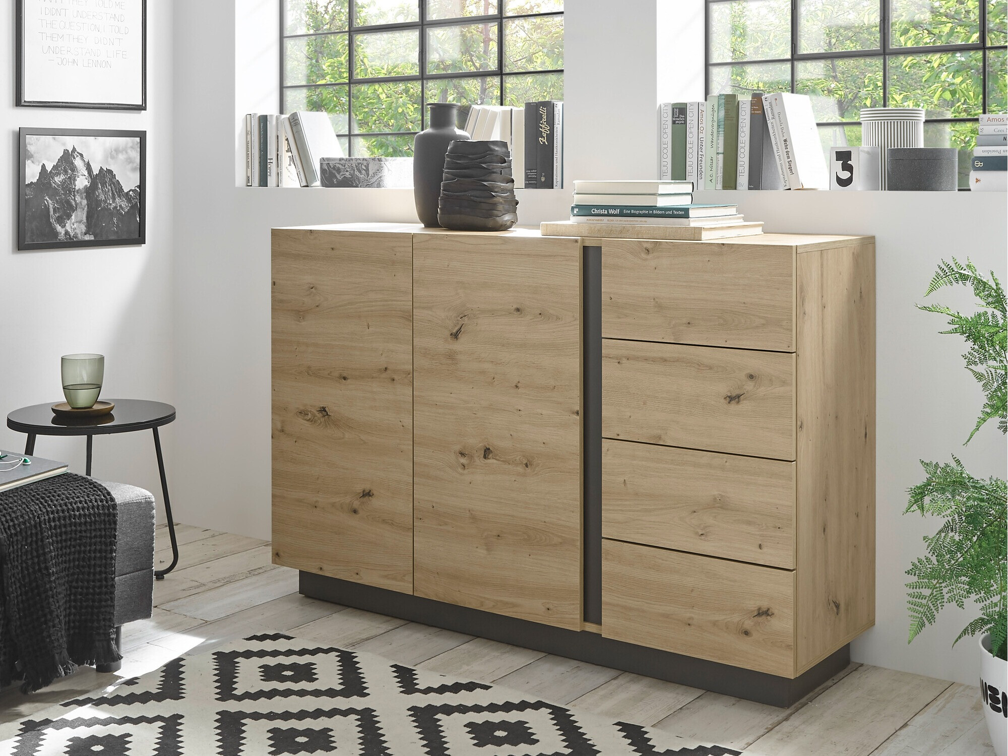 Commode Veropho 107 (Chêne Artisan + Graphite)