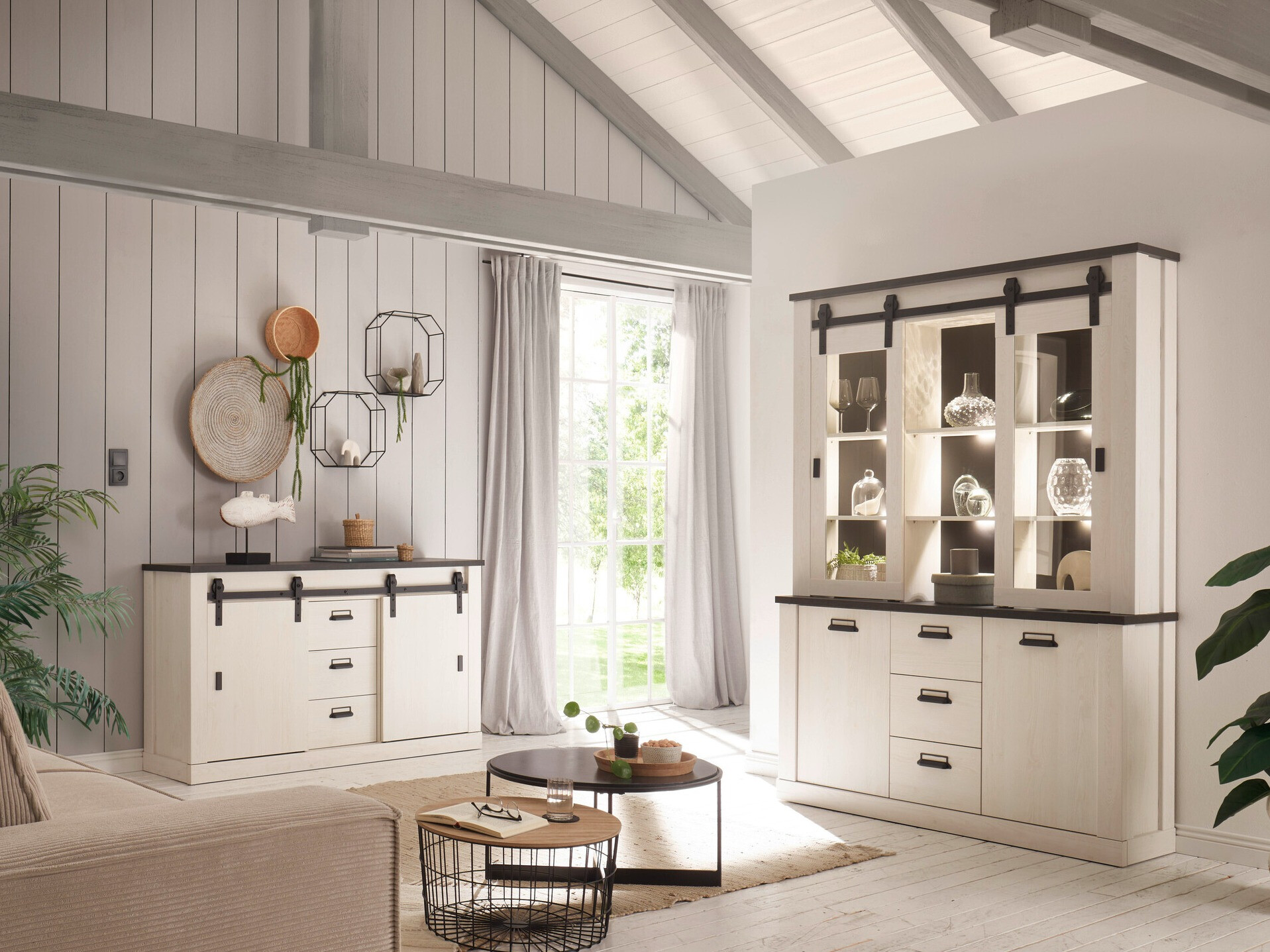 Étagère Cirtale 110 (Pin blanchi + Antrahite)