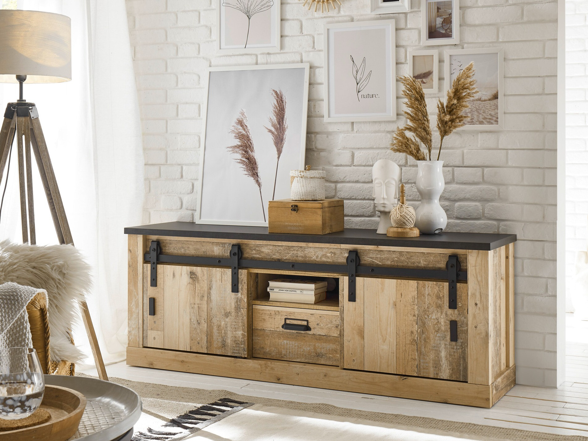 Meuble TV Cirtale 112 (Anthracite + Arbre âgé)