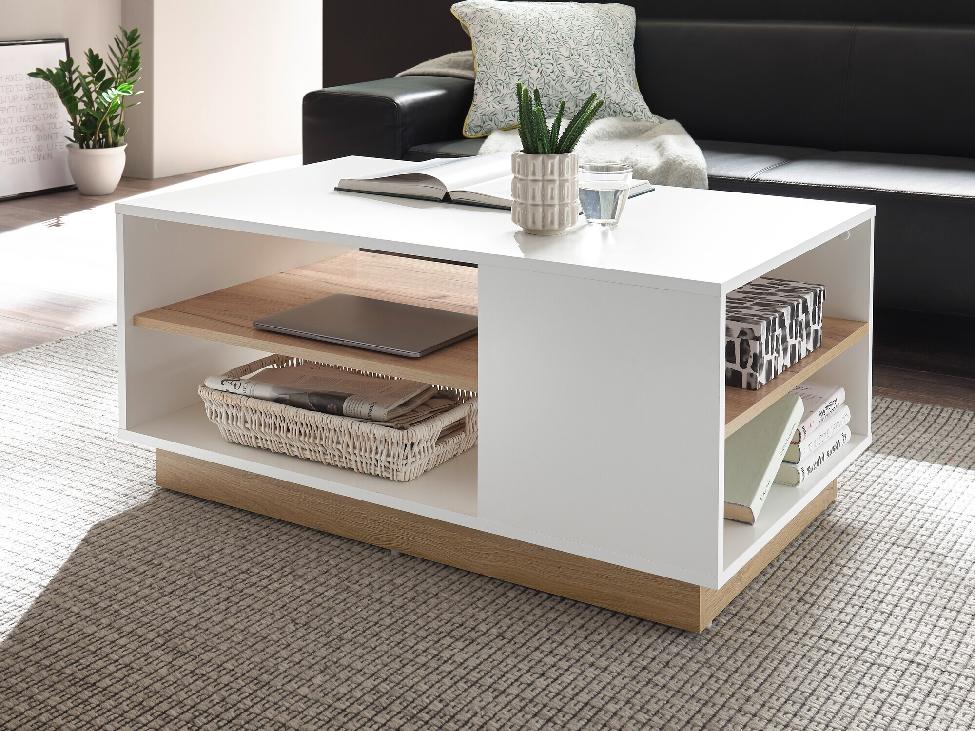Table basse Veropho 108 (Blanc + Grandson chêne)
