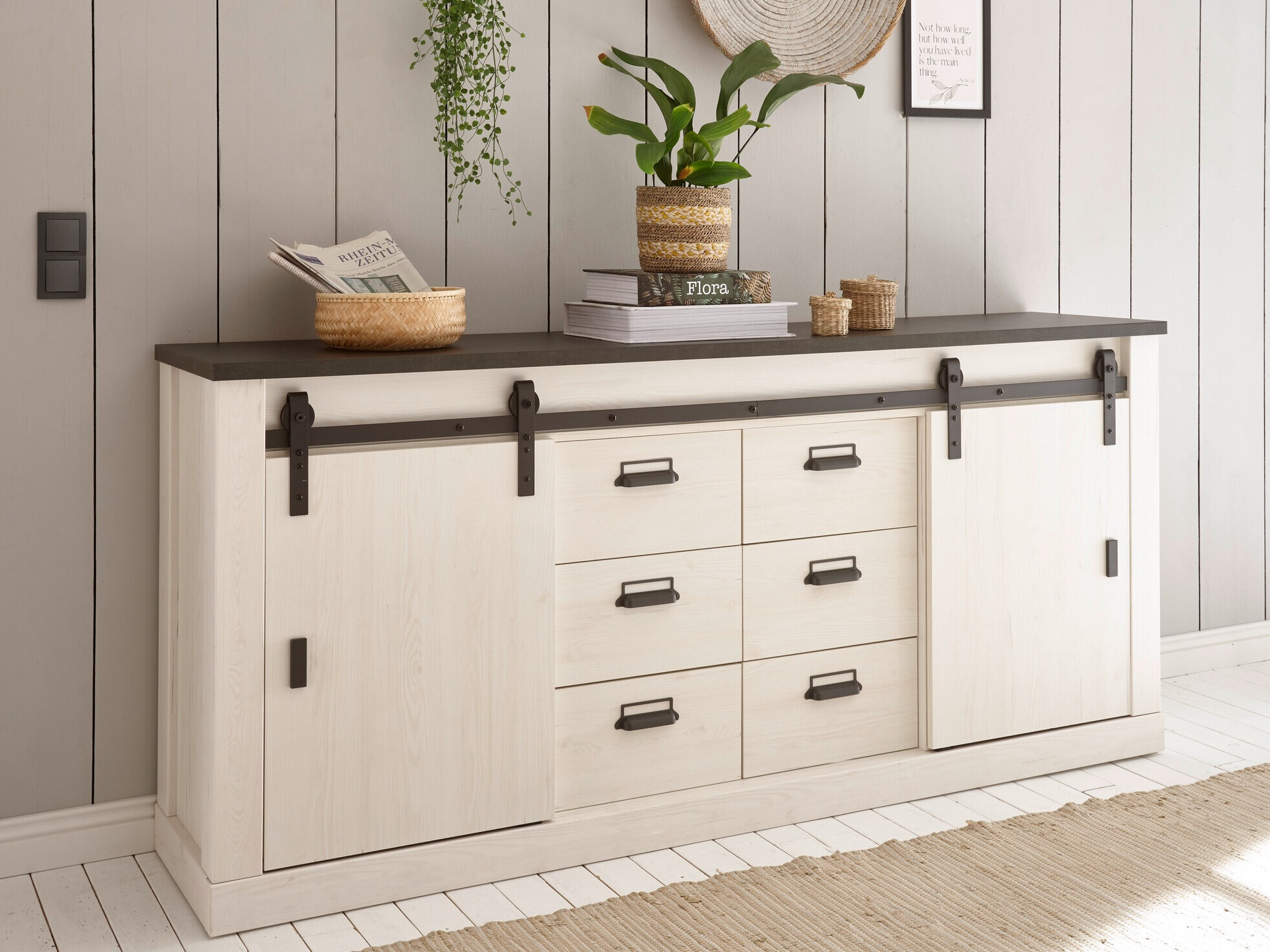 Commode Cirtale 118 (Anthracite + Pin blanchi)