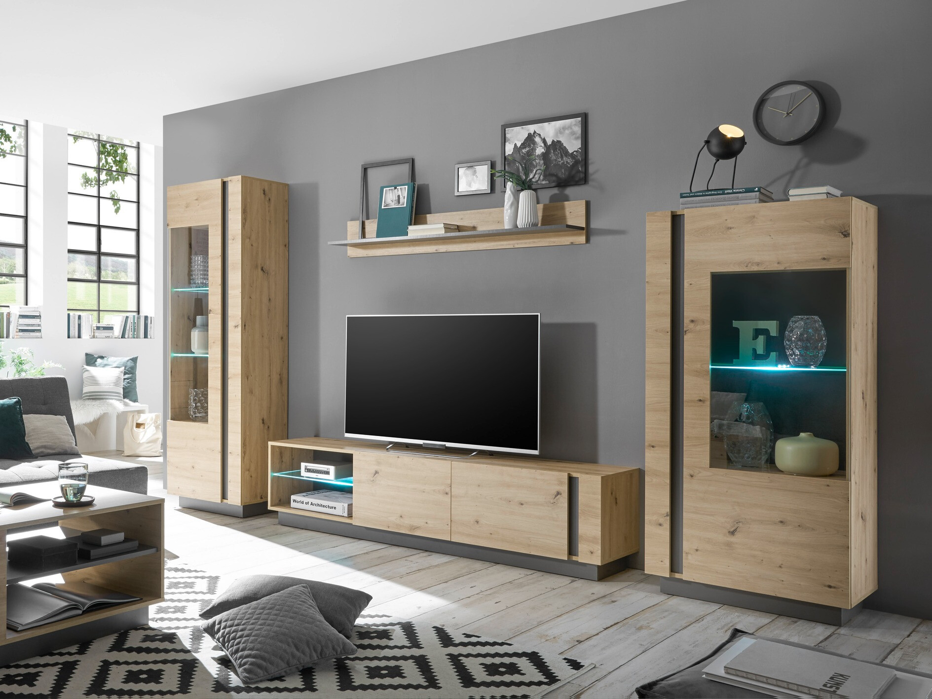 Ensemble de salon Veropho 112 (Chêne Artisan + Graphite)