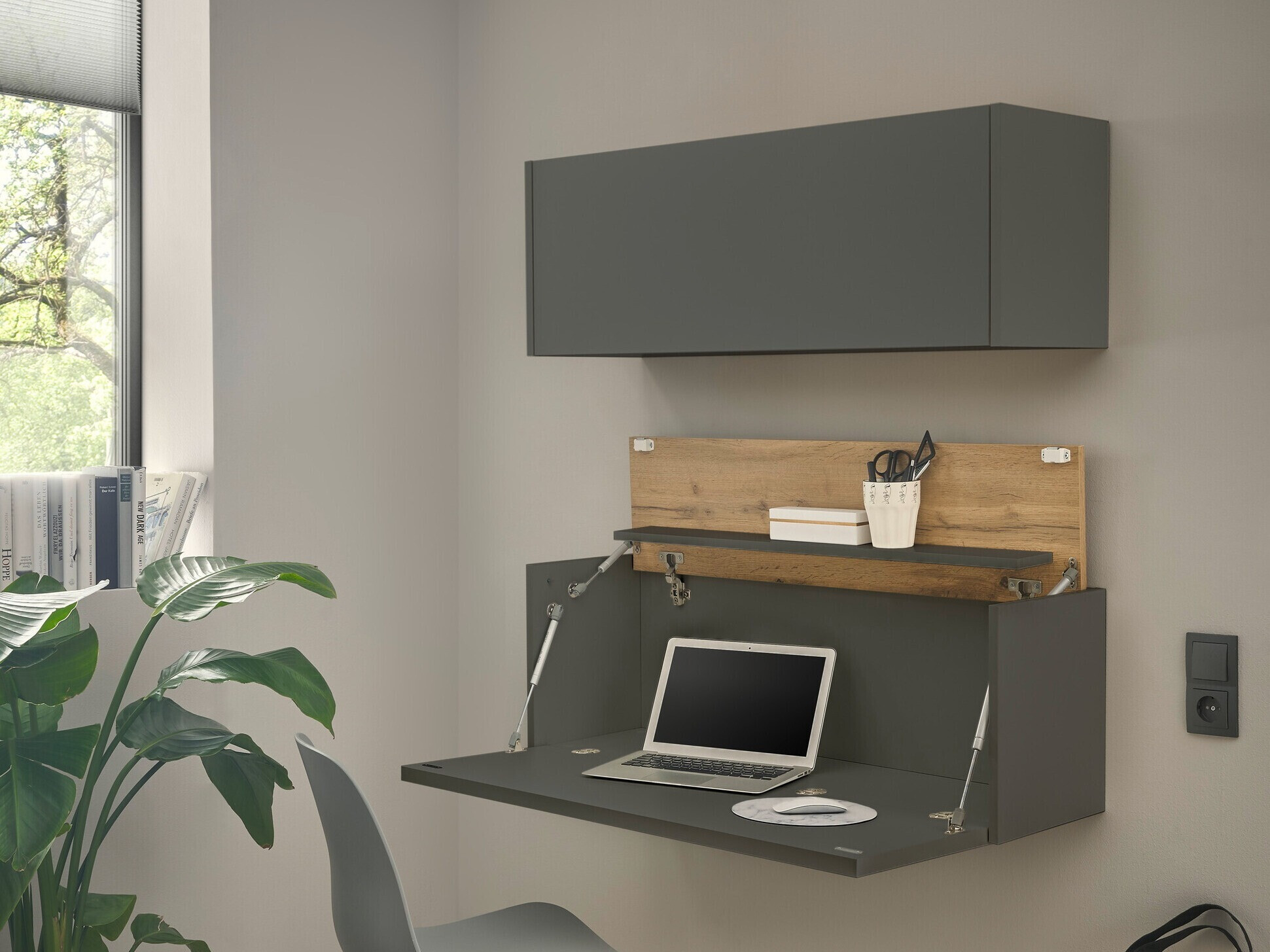Ensemble de bureau à domicile Elbsori 158 (Anthracite + Chêne wotan)