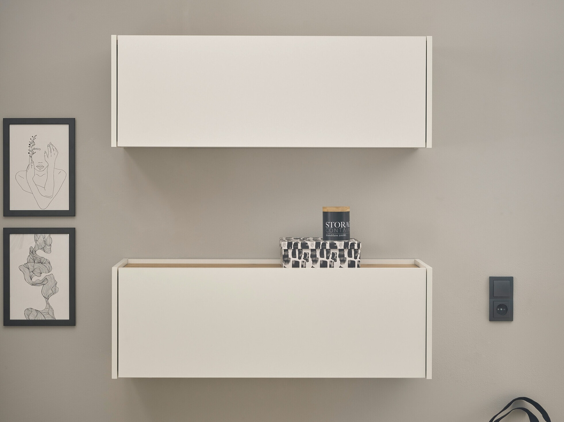 Ensemble de bureau à domicile Elbsori 158 (Blanc + Chêne wotan)