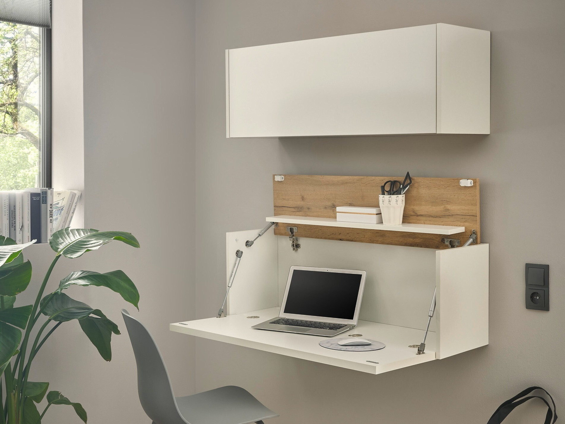 Ensemble de bureau à domicile Elbsori 158 (Blanc + Chêne wotan)