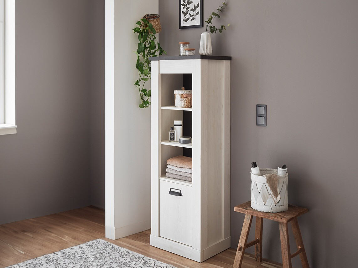 Étagère Cirtale 123 (Pin blanchi + Anthracite)