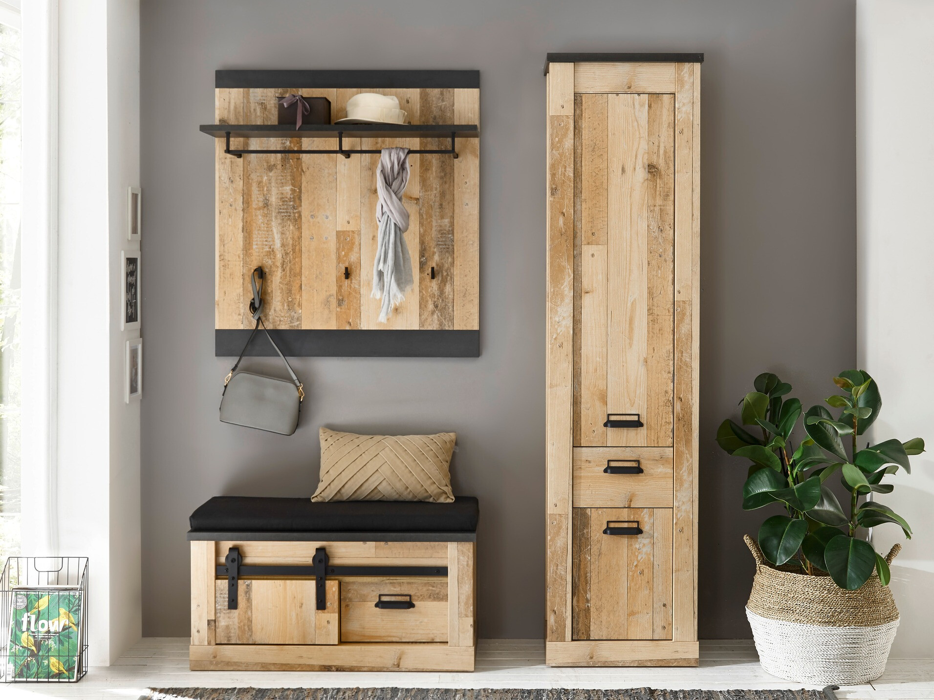 Meubles à chaussures Cirtale 125 (Anthracite + Arbre âgé)