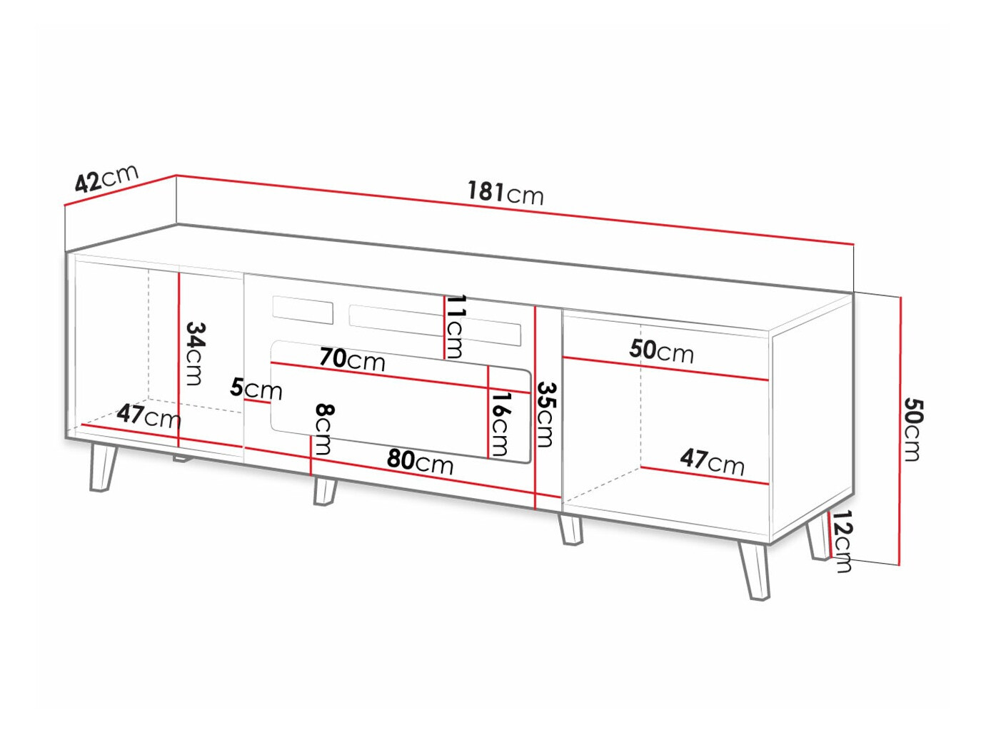 Meuble TV Dicto II (Blanc + Noir)