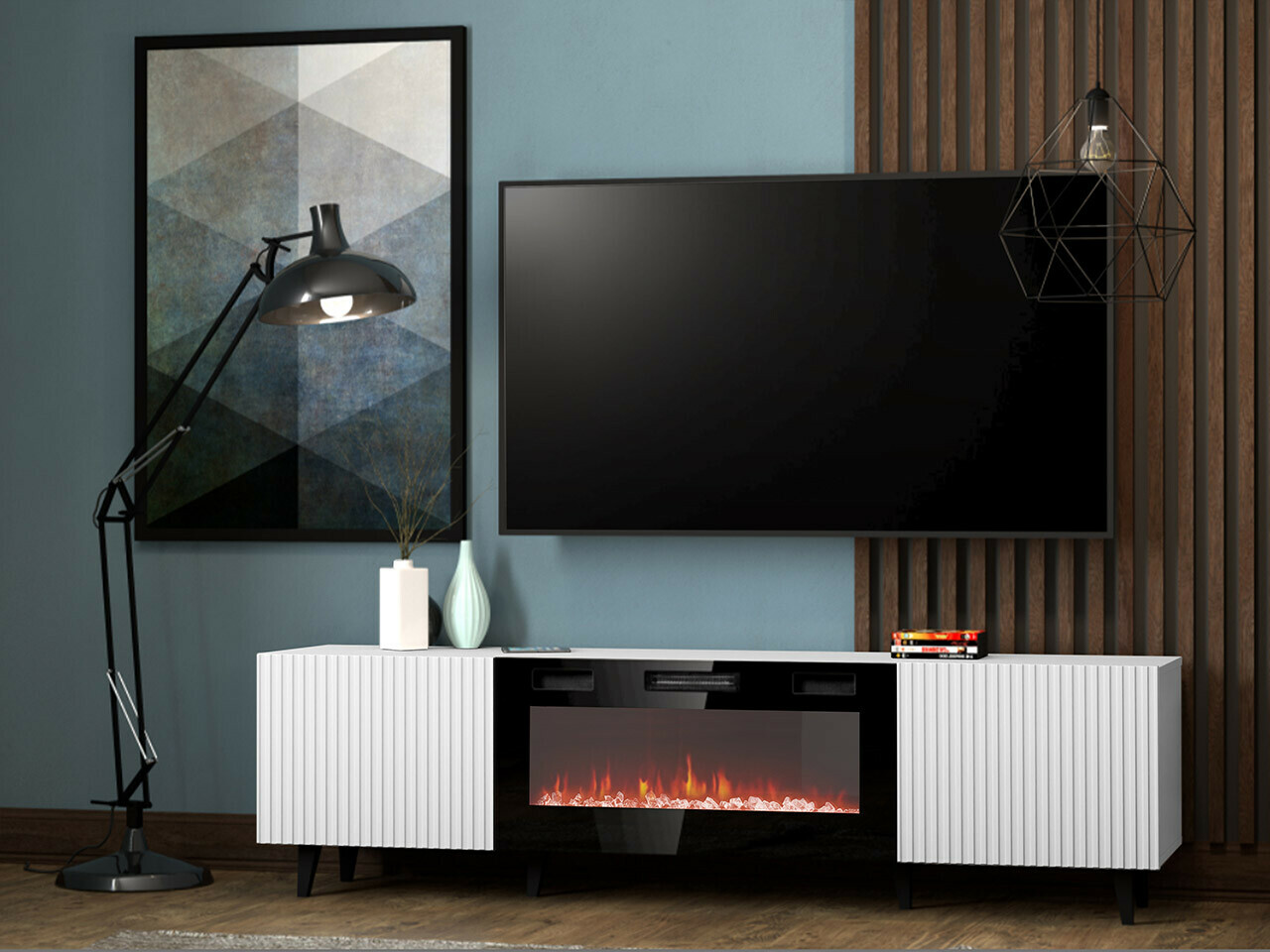 Meuble TV Dicto II (Blanc + Noir)