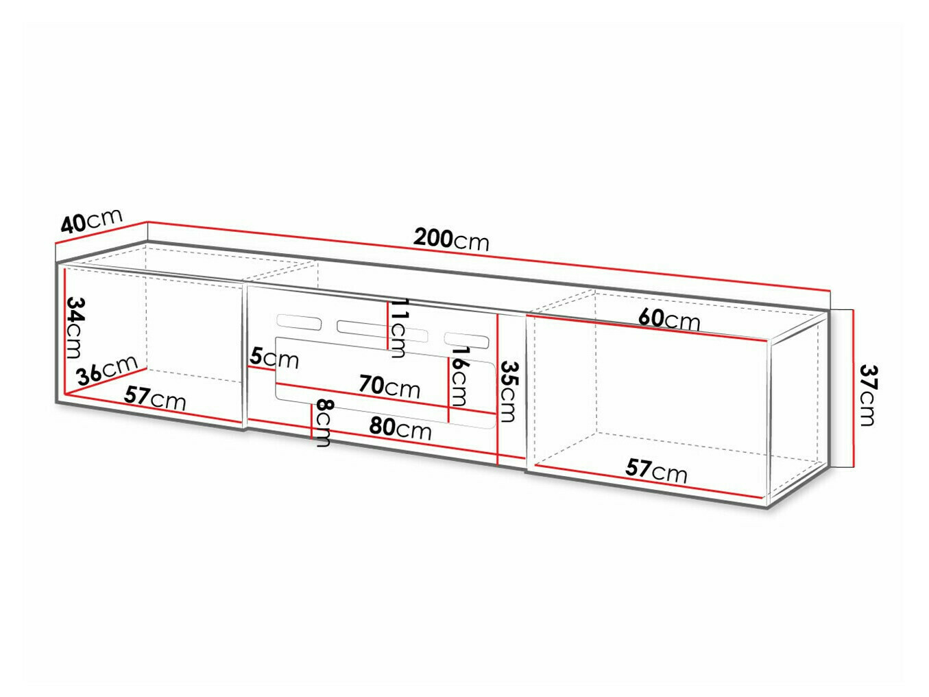 Meuble TV Imago I (Blanc + Blanc brillant)