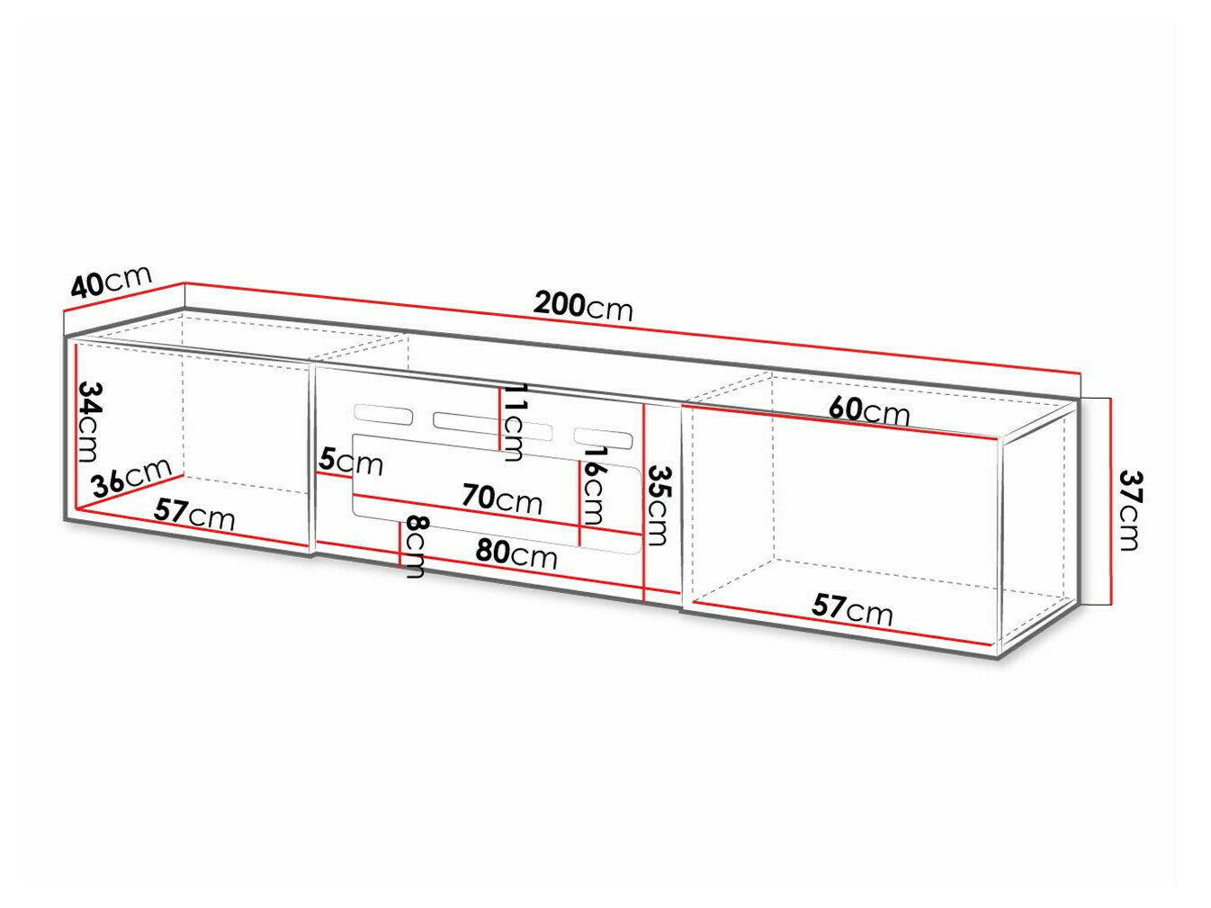 Meuble TV Imago I (Blanc + Blanc brillant)