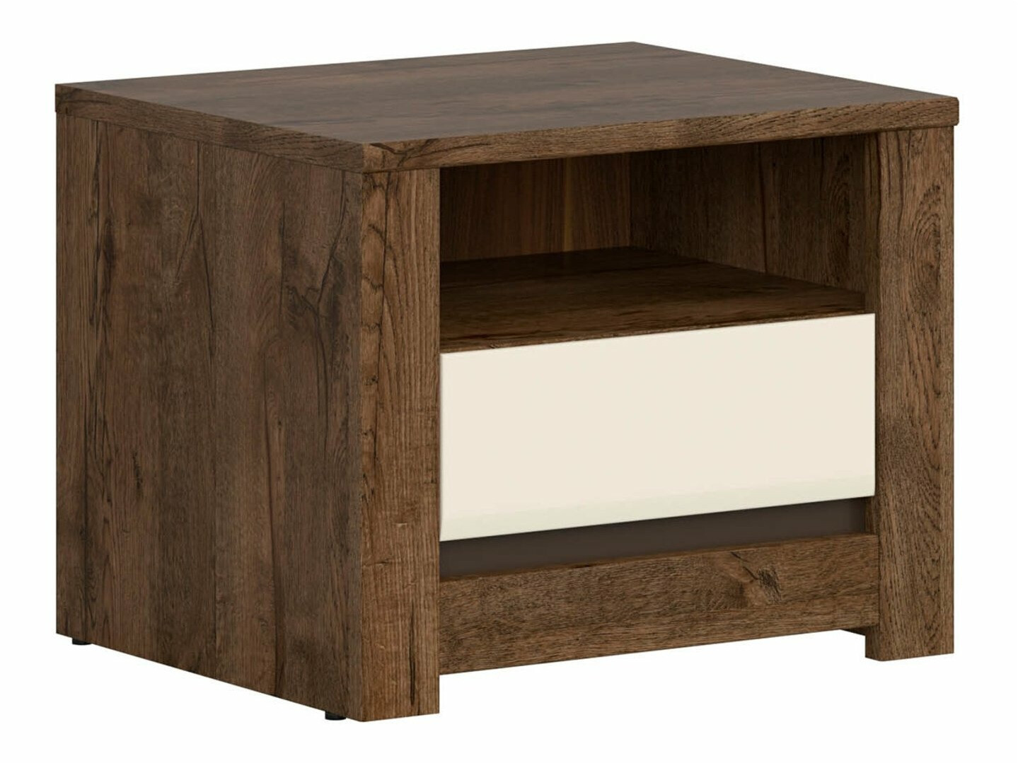 Table de chevet Ophevaru 115 (Crème brillante + April chêne)