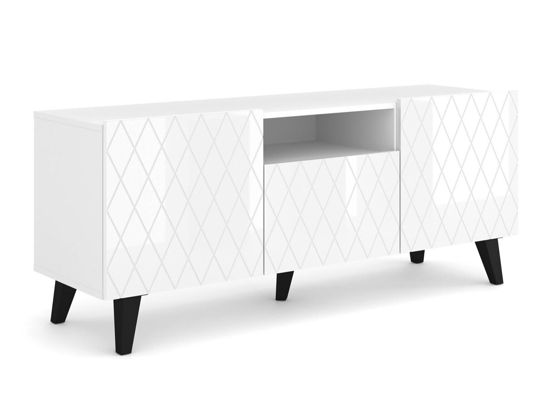 Meuble TV Melmoro 105 (Blanc brillant + Noir)