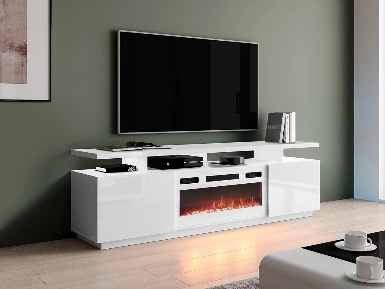 Meuble TV Figura I (Blanc + Blanc brillant)
