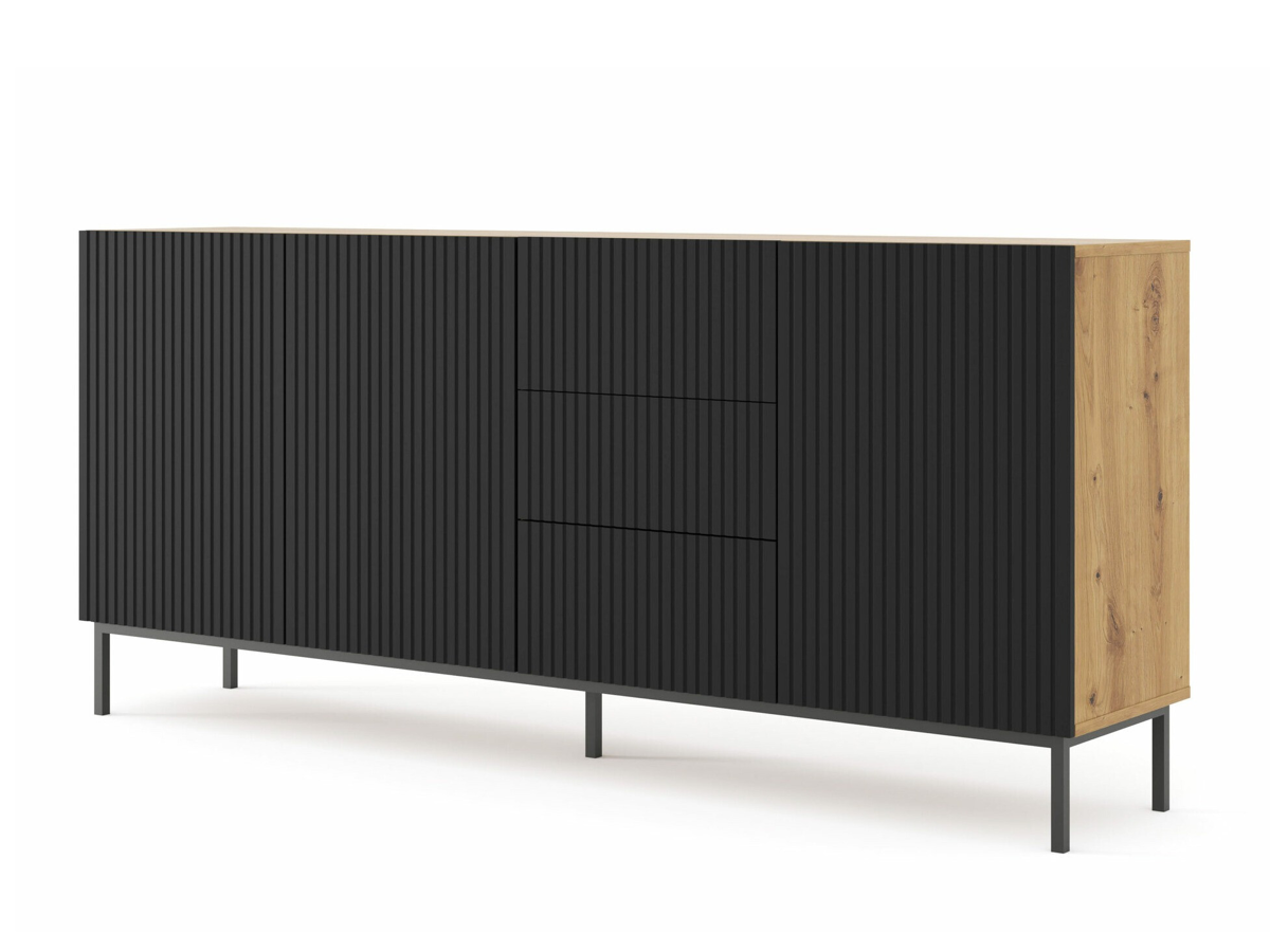 Commode Mirmaro 101 (Noir + Chêne Artisan)