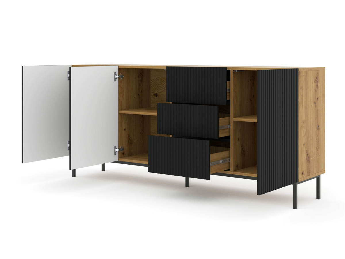 Commode Mirmaro 101 (Noir + Chêne Artisan)