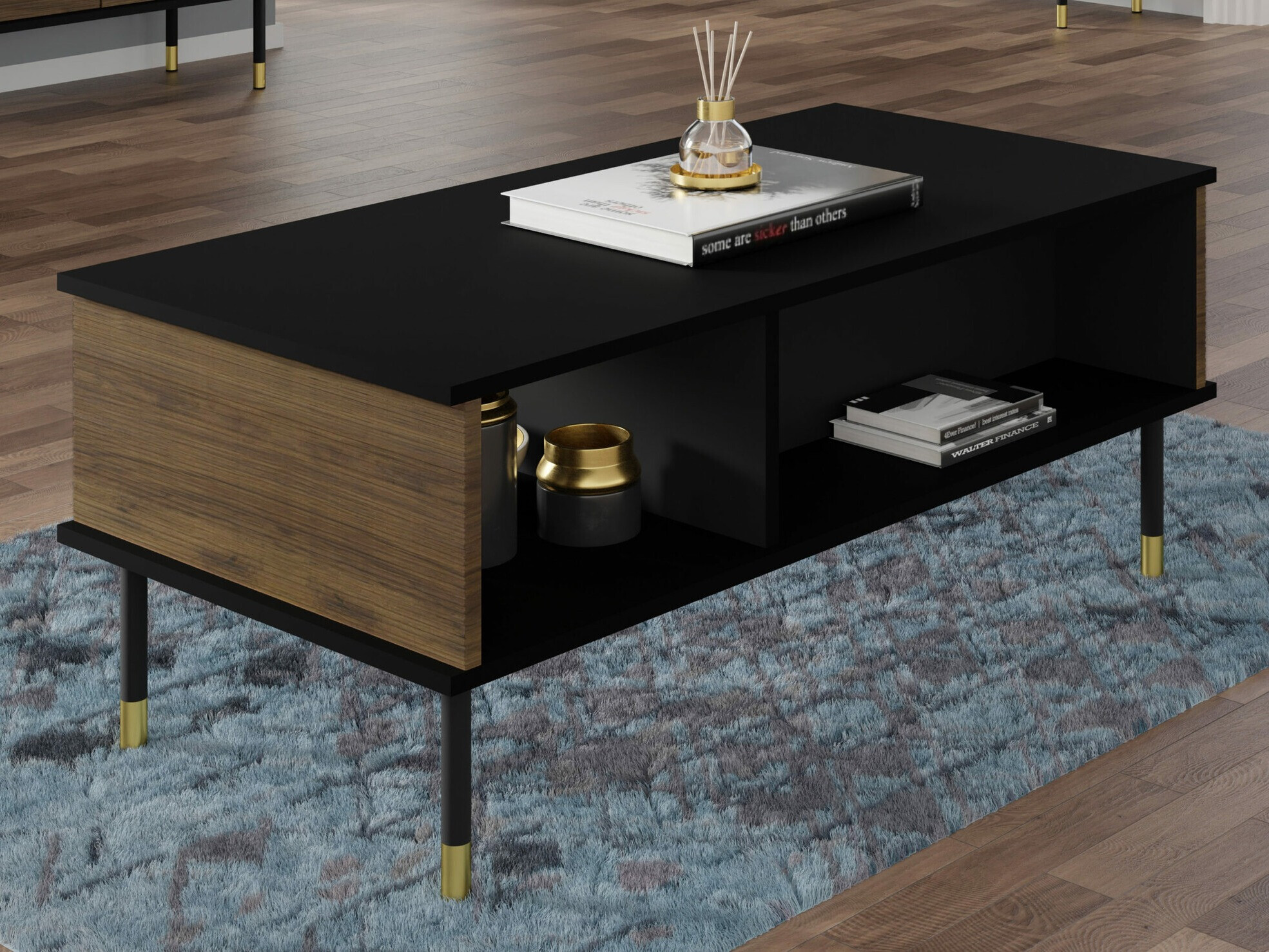 Table basse Romtole 102 (Noir + Chêne foncé)