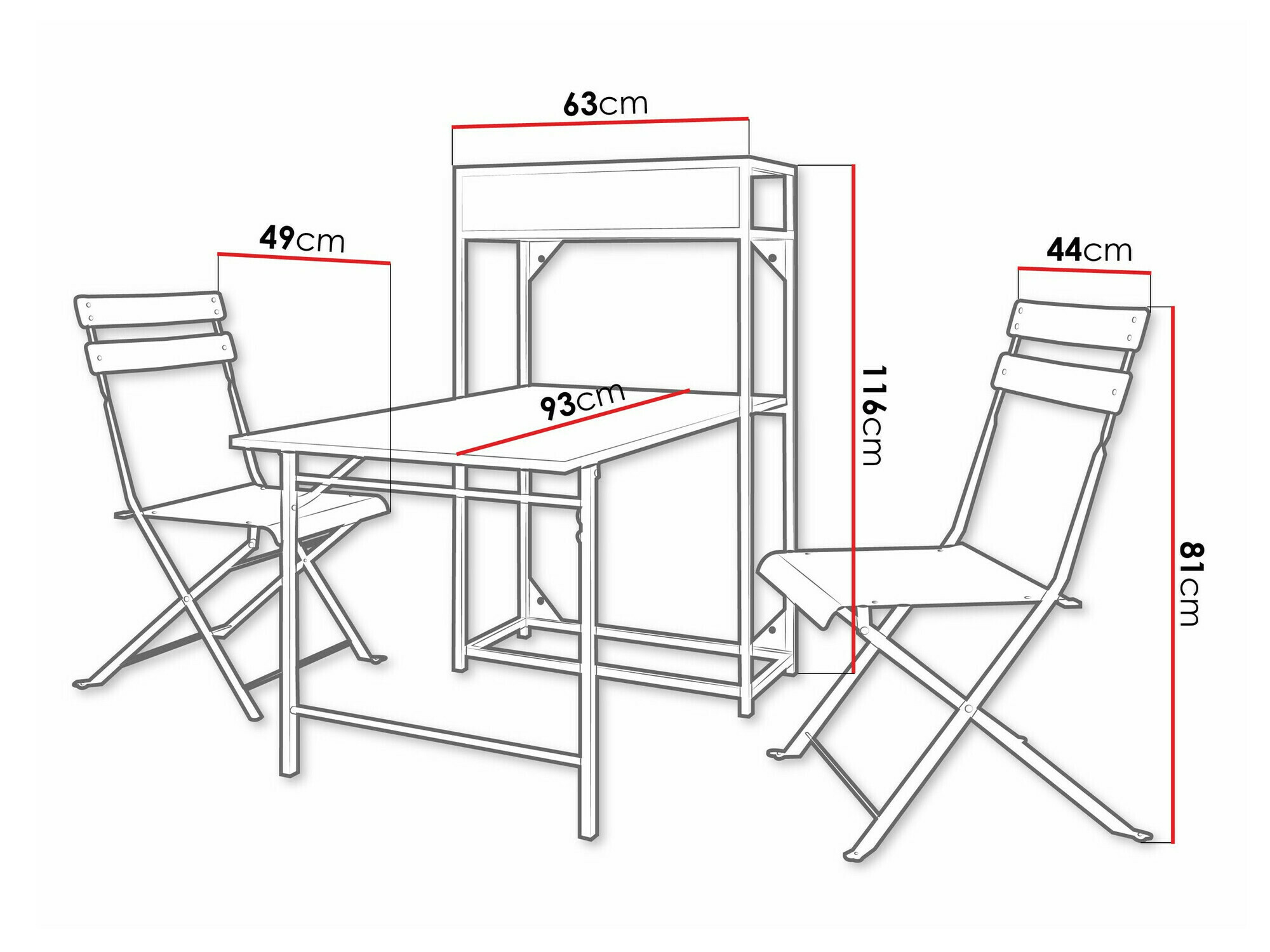 Ensemble de balcon Lenitus (Noir)