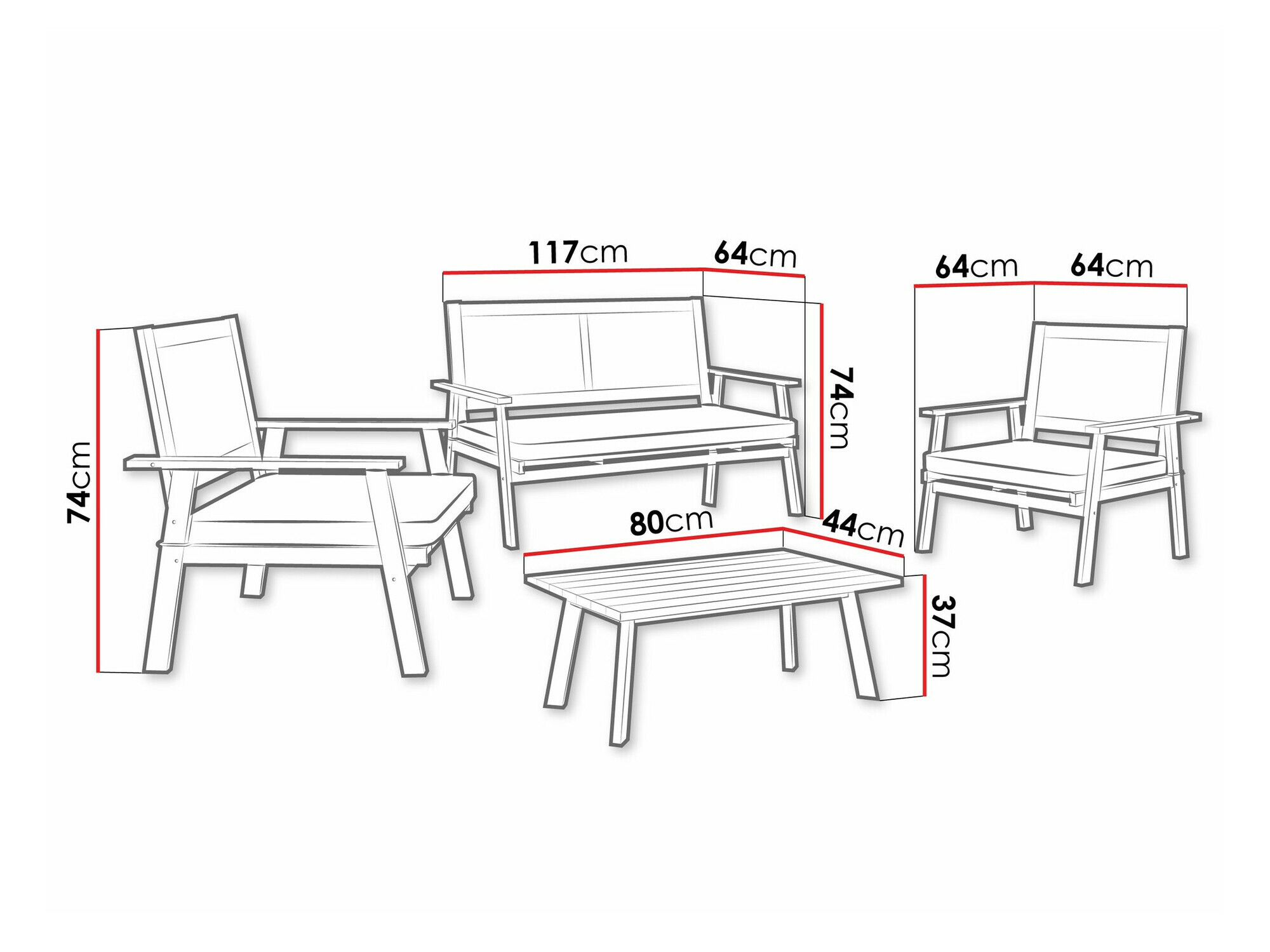 Ensemble de mobilier de jardin Lecter