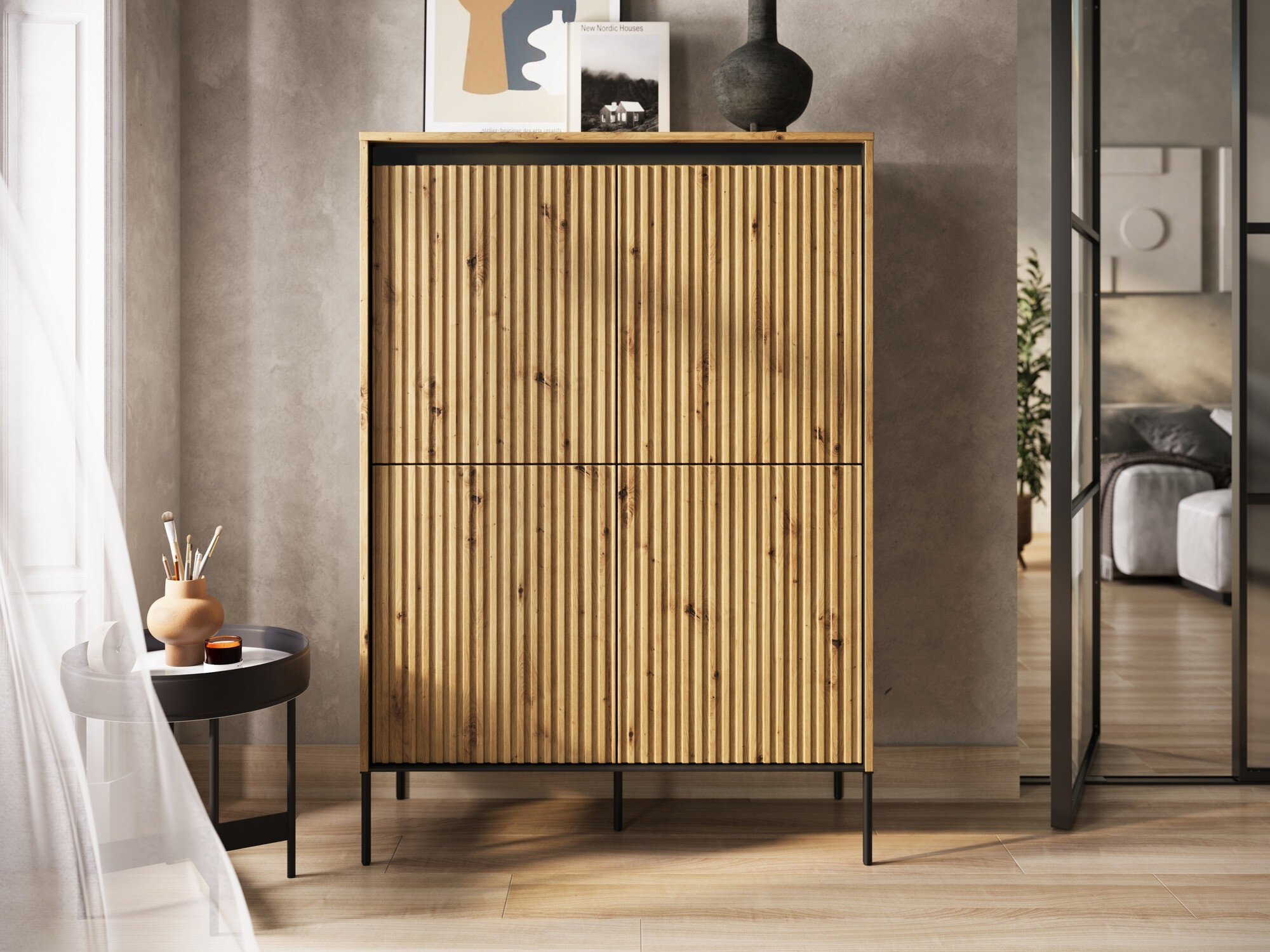 Buffet Fernolu 102 (Chêne Artisan + Noir)