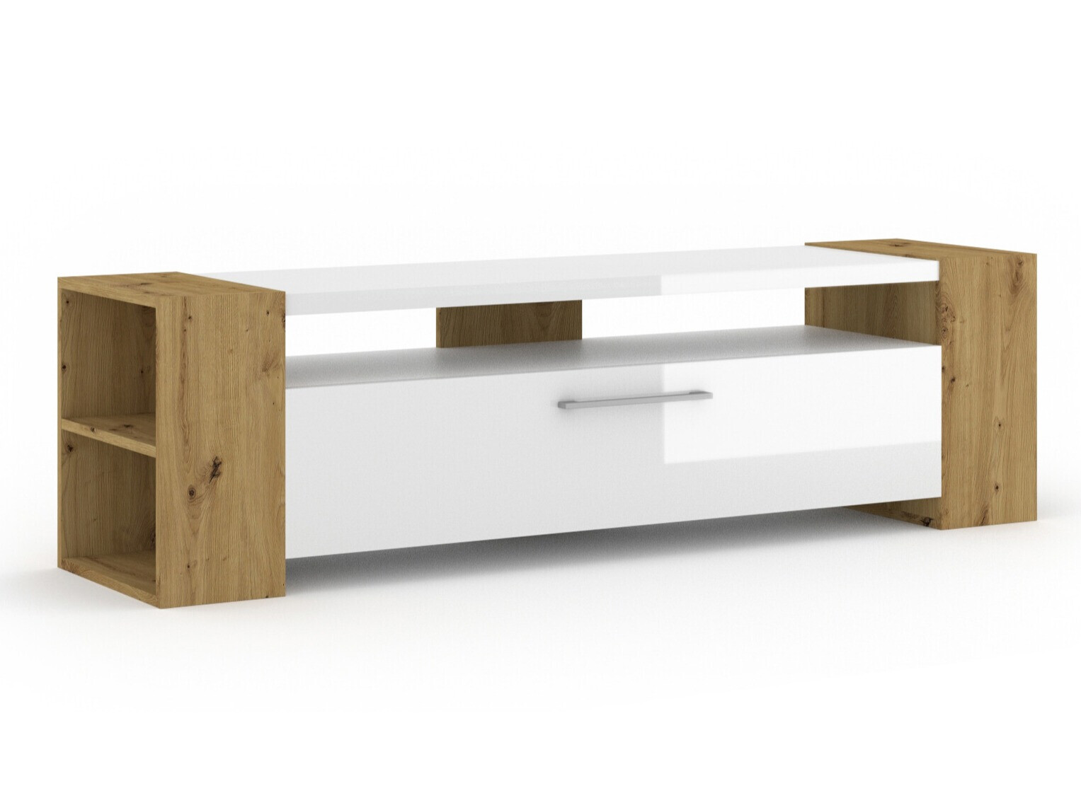 Meuble TV Buffalo 150 (Chêne Artisan + Blanc brillant)