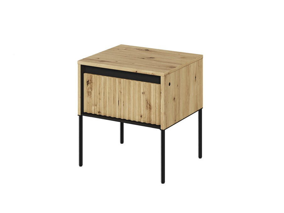 Table de chevet Fernolu 111 (Chêne Artisan + Noir)