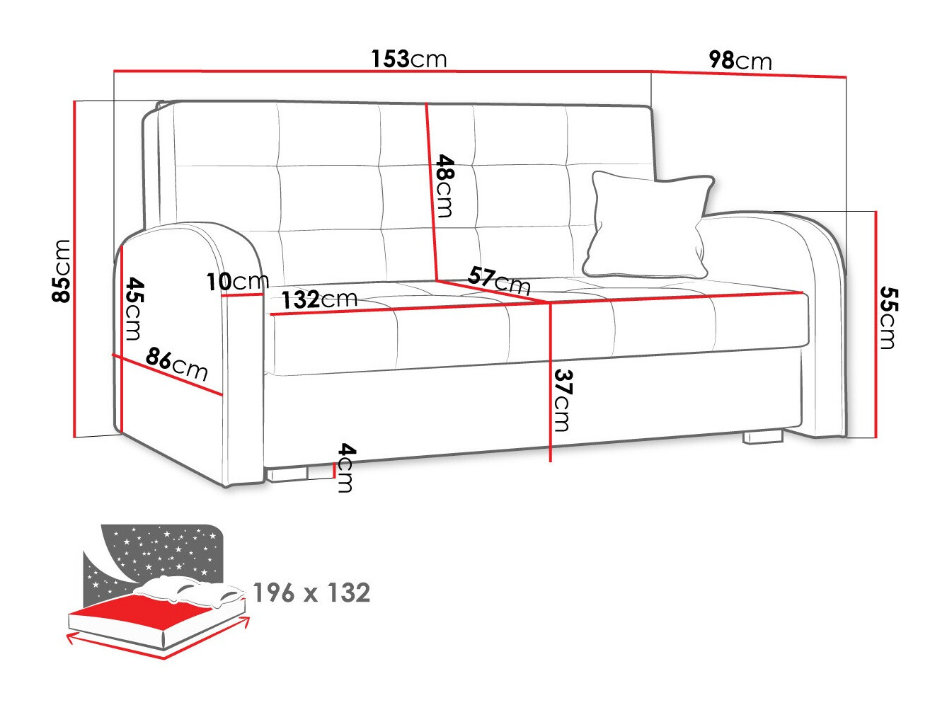 Canapé convertible Columbus 116 (Aragon 90)