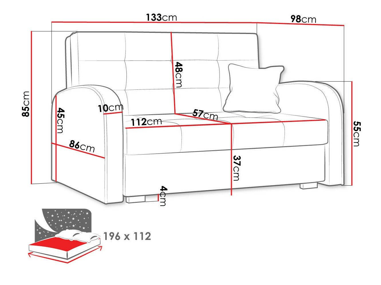 Canapé convertible Columbus 115 (Aragon 14)