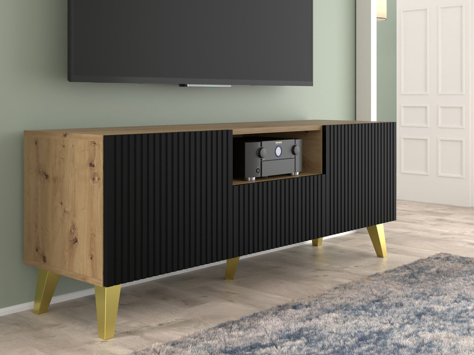 Meuble TV Etdela 100 (Chêne Artisan + Noir)