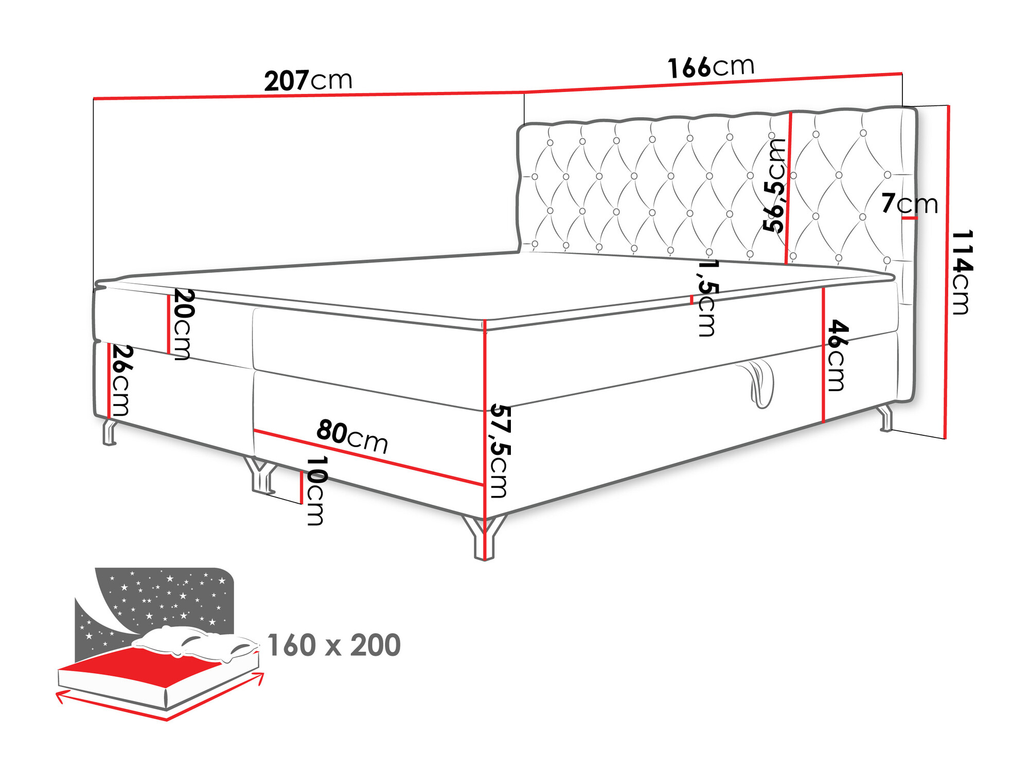 Lit boxspring Memphis 141 (Manila 02)
