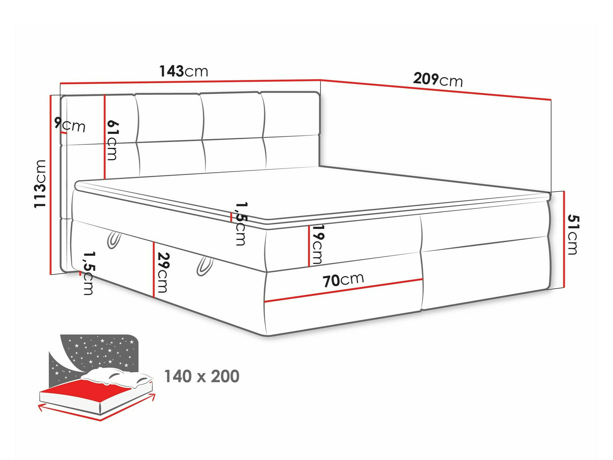Lit boxspring ComfiDream Nivina (Curio 11)