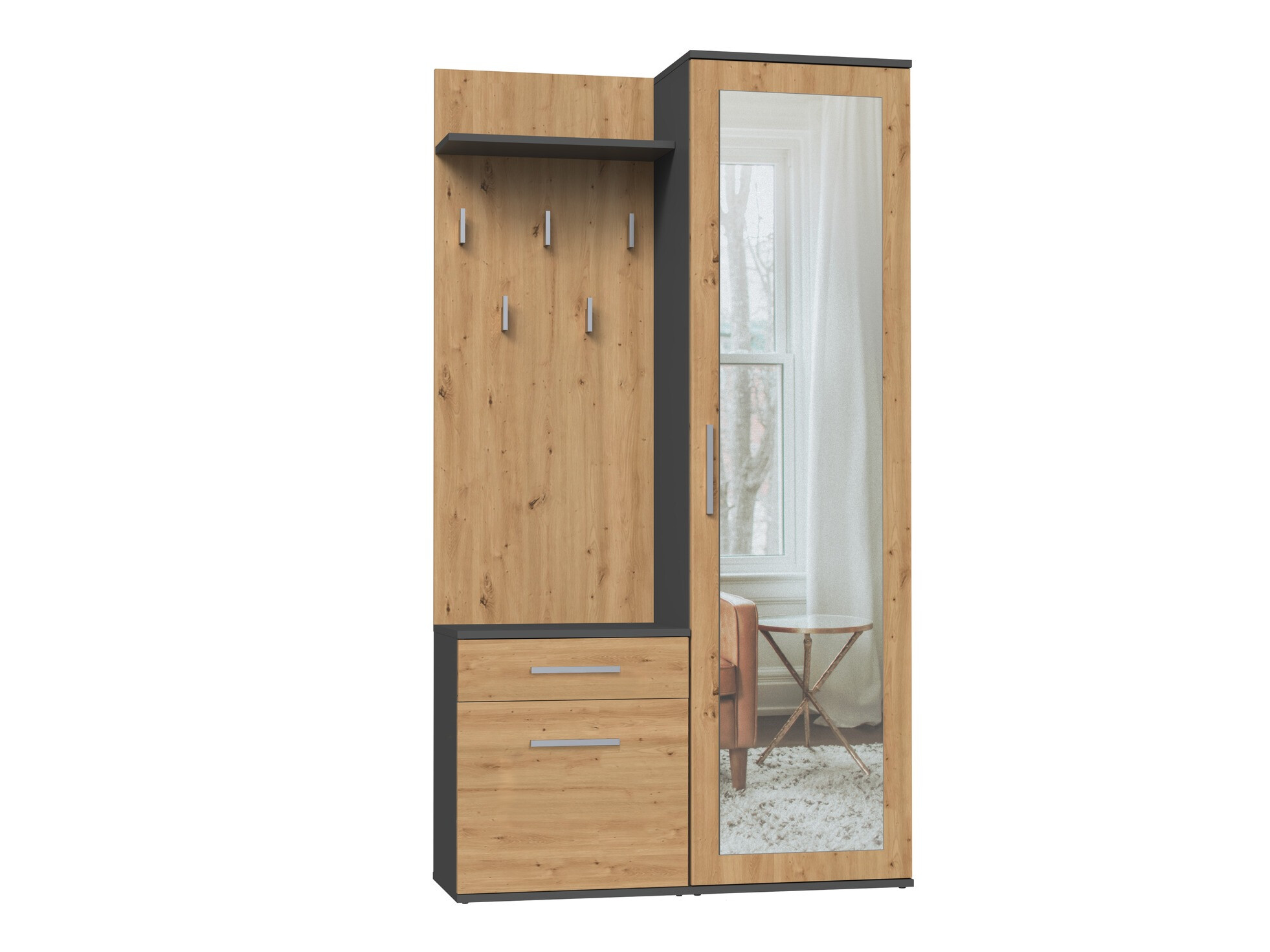 Ensemble de meubles d’entrée Mandeville 126 (Chêne Artisan + Anthracite)