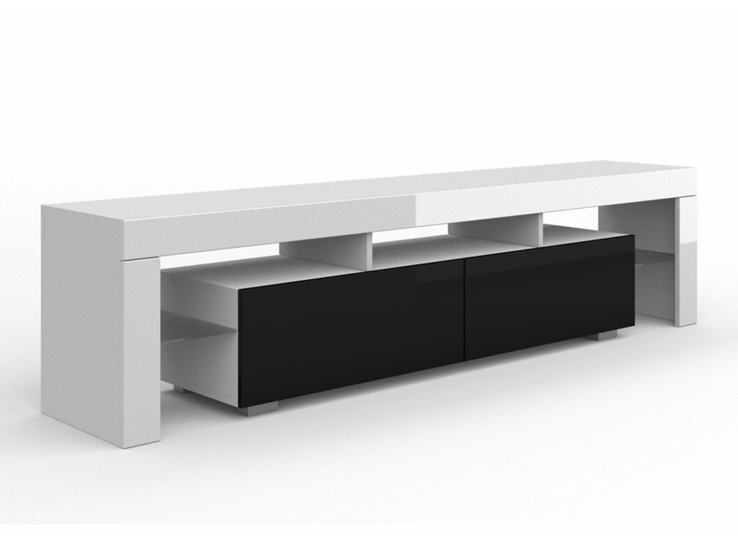 Meuble TV Buffalo 169 (Blanc + Noir brillant)