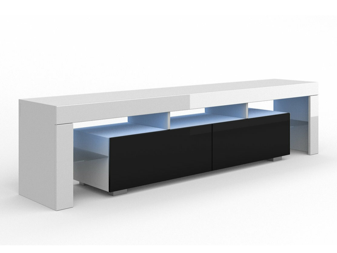 Meuble TV Buffalo 169 (Blanc + Noir brillant)