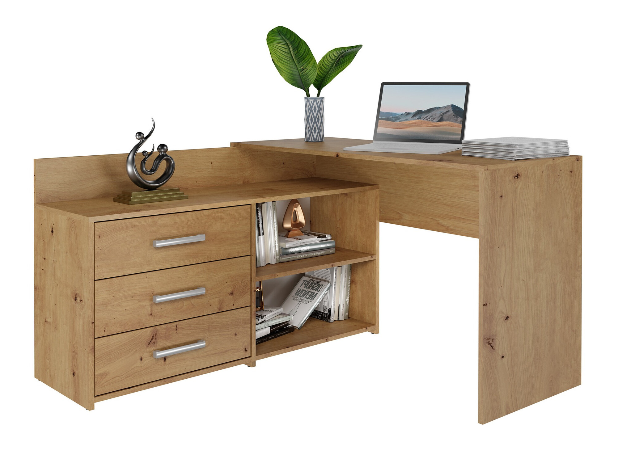 Bureau d'angle Mandeville 131 (Chêne Artisan)