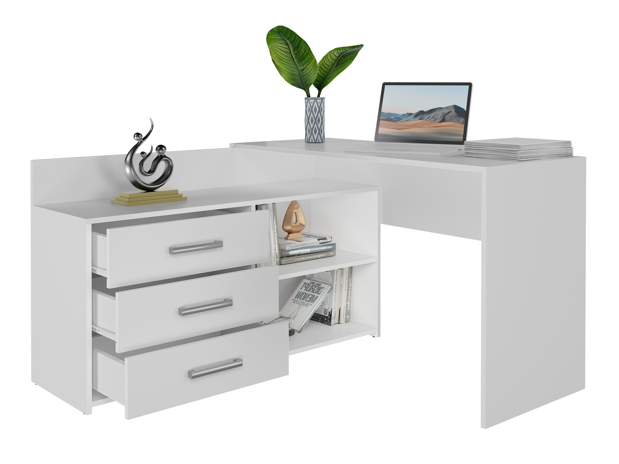 Bureau d'angle Mandeville 131 (Mat blanc)