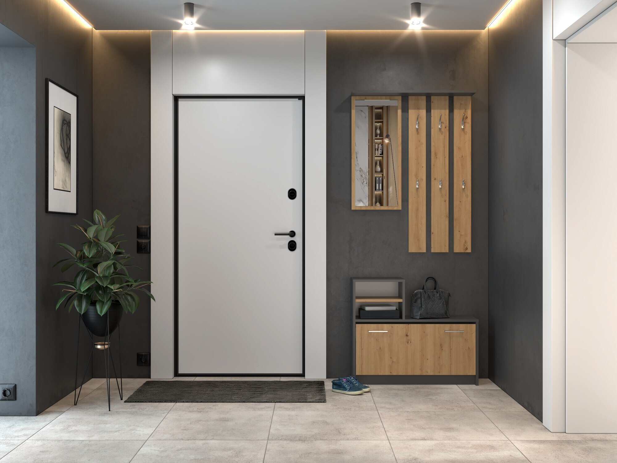 Ensemble de meubles d’entrée Mandeville 144 (Chêne Artisan + Anthracite)