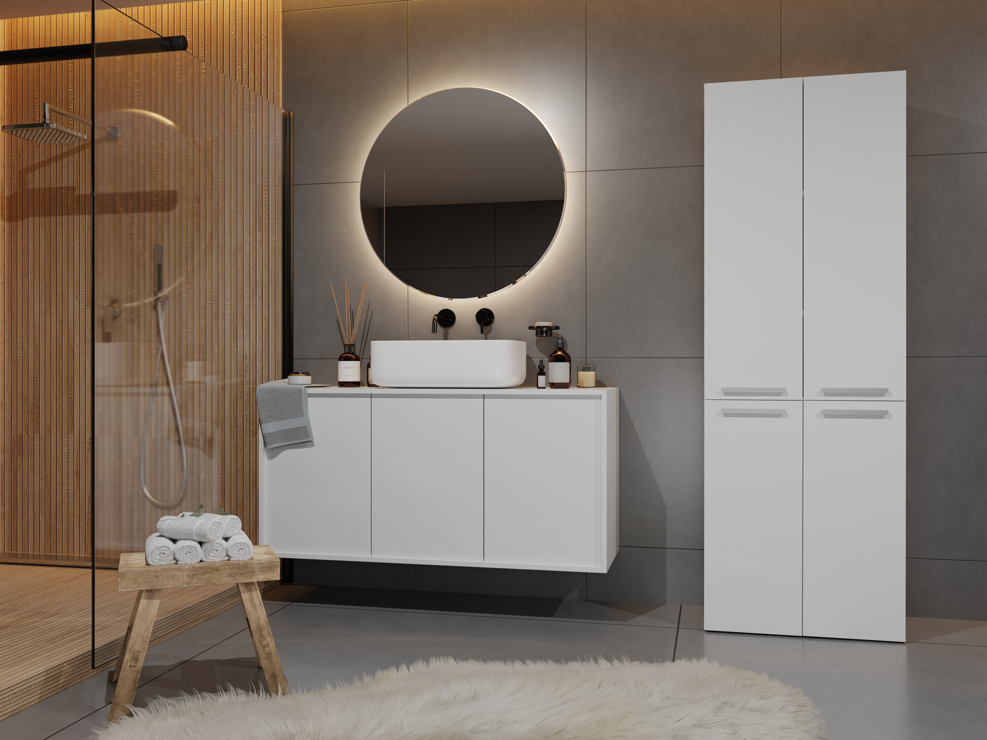 Armoire de bain à poser Nolmaru 100 (Blanc)