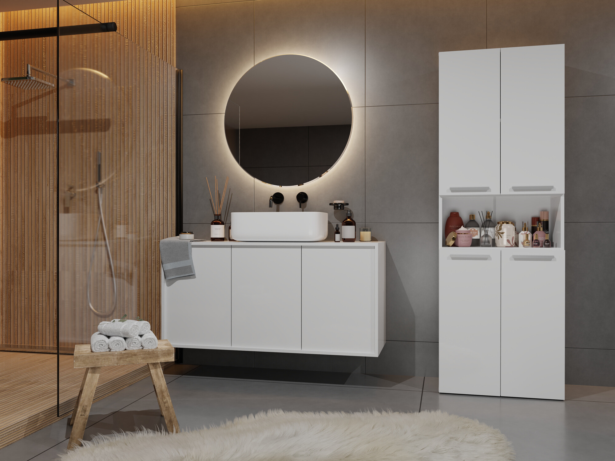 Armoire de bain à poser Nolmaru 101 (Blanc)