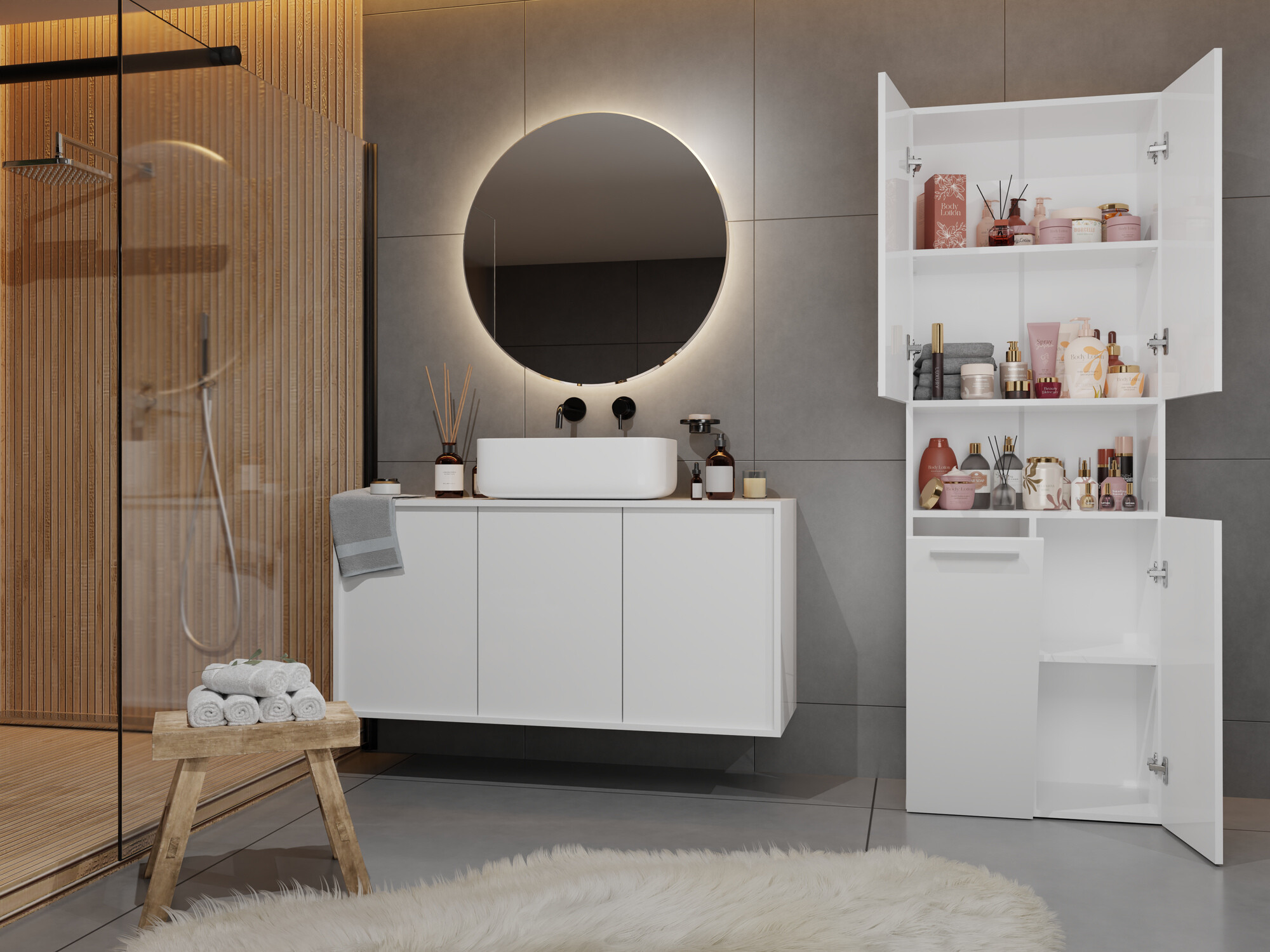 Armoire de bain à poser Nolmaru 101 (Blanc)