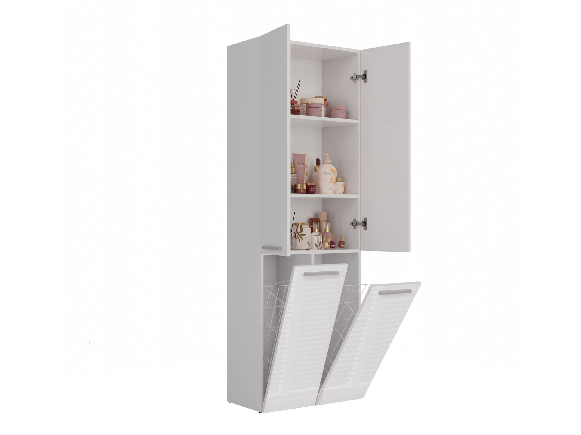 Armoire de bain à poser Nolmaru 102 (Blanc + Blanc brillant)