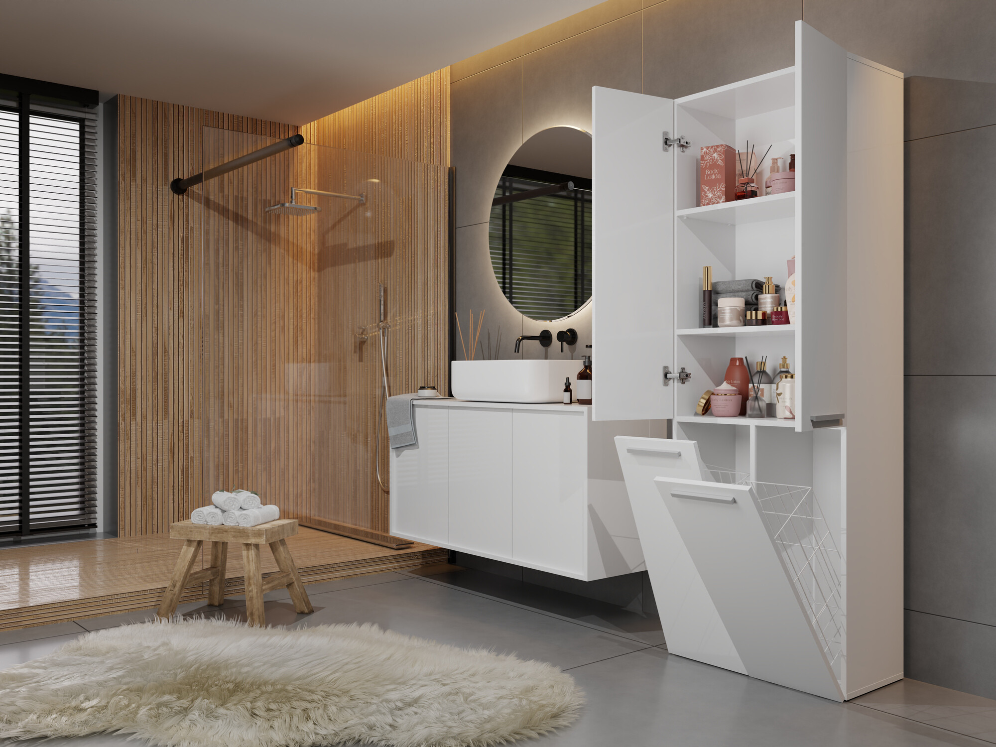 Armoire de bain à poser Nolmaru 102 (Blanc)