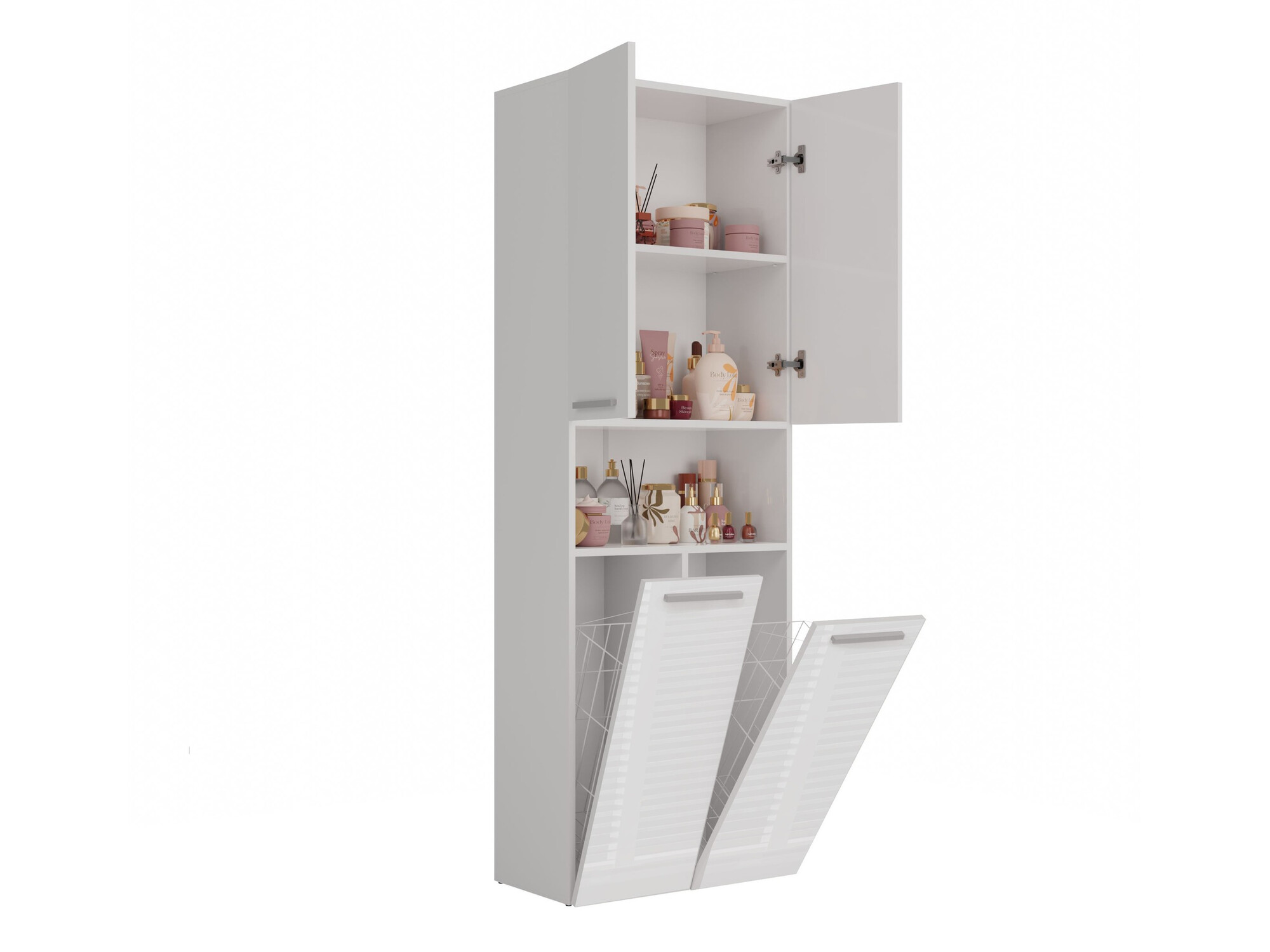 Armoire de bain à poser Nolmaru 103 (Blanc + Blanc brillant)