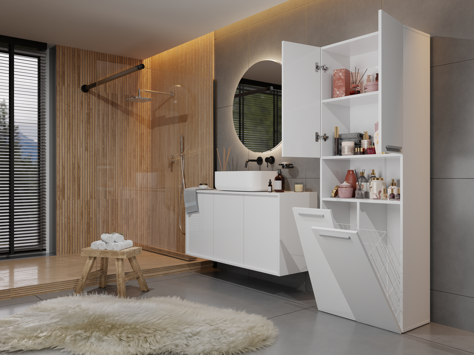 Armoire de bain à poser Nolmaru 103 (Blanc)