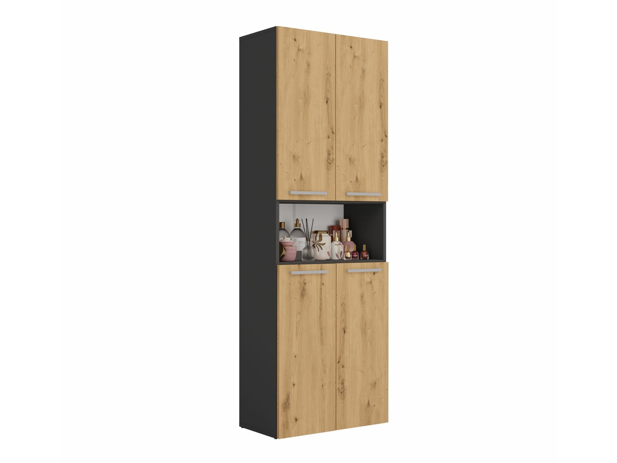 Armoire de bain indépendante Nolmaru 101 (Anthracite + Chêne Artisan)