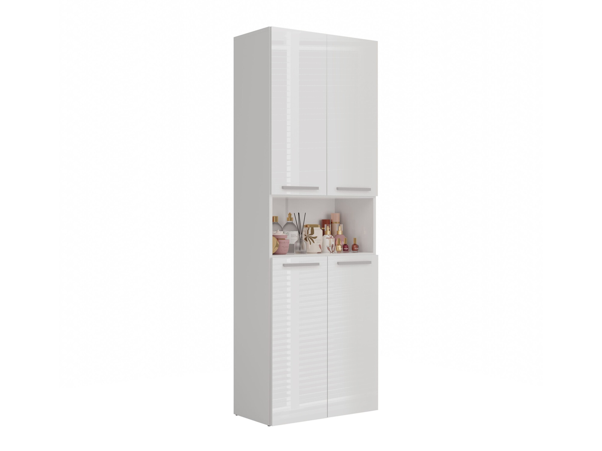 Armoire de bain indépendante Nolmaru 101 (Blanc + Blanc brillant)