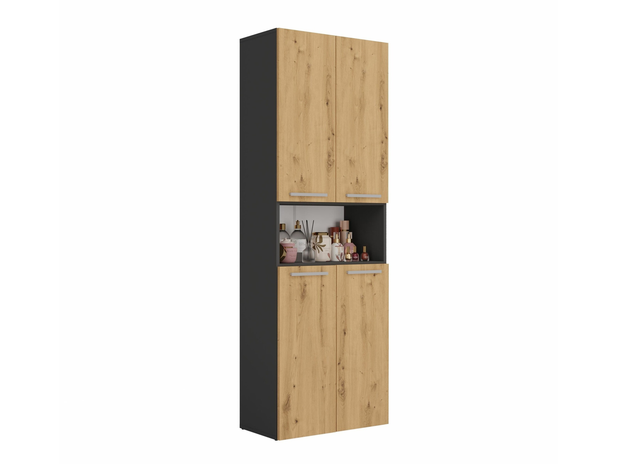 Armoire de bain indépendante Nolmaru 103 (Anthracite + Chêne Artisan)